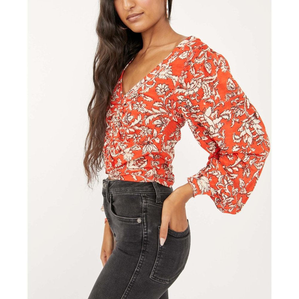 NWT Free People Say The Word Top / Ruby Red Combo